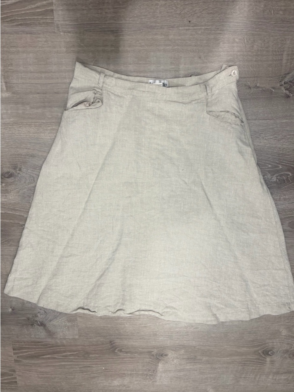 bagatelle VINTAGE Cream A-Line Linen Skirt Flax Midi